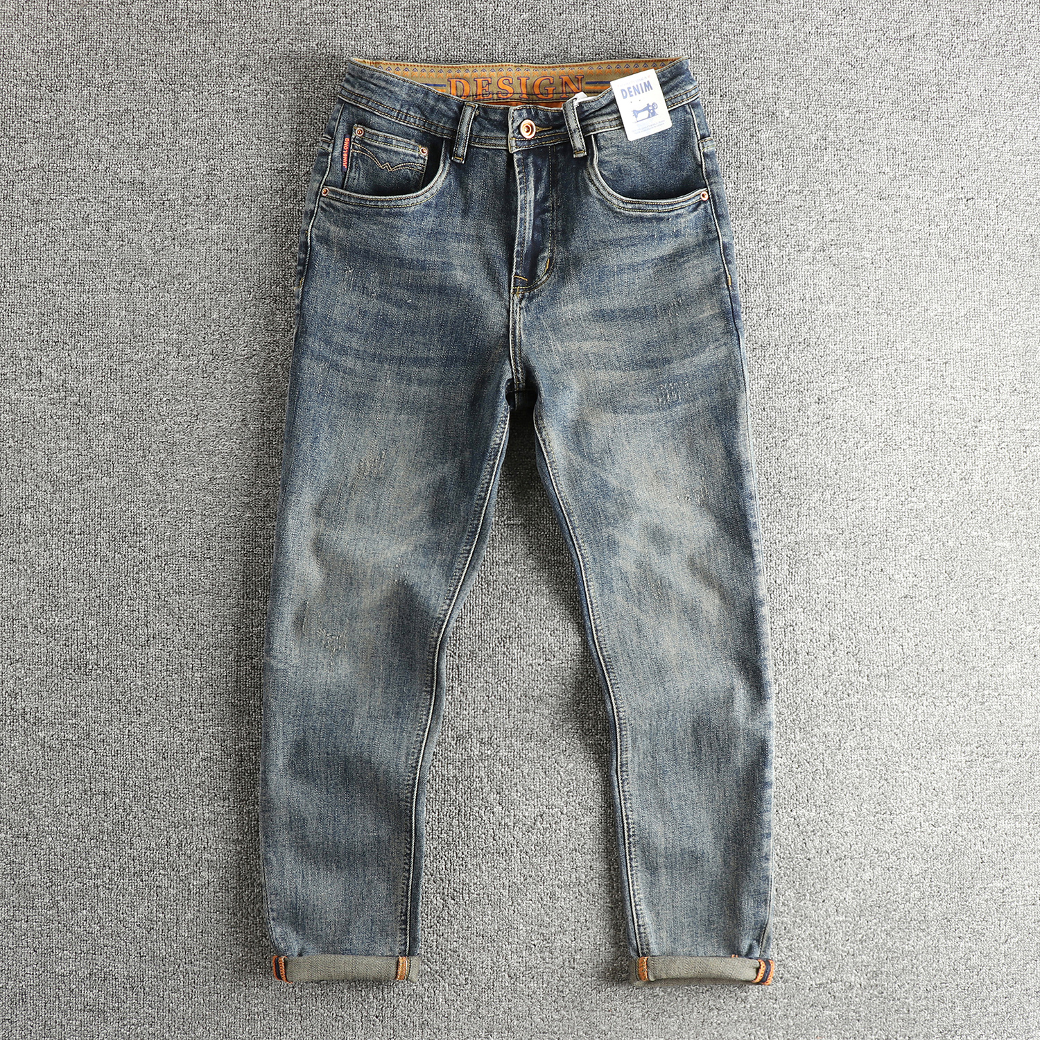 Streetwear Brand Cat - Retro blue wash-fried cat whisker jeans