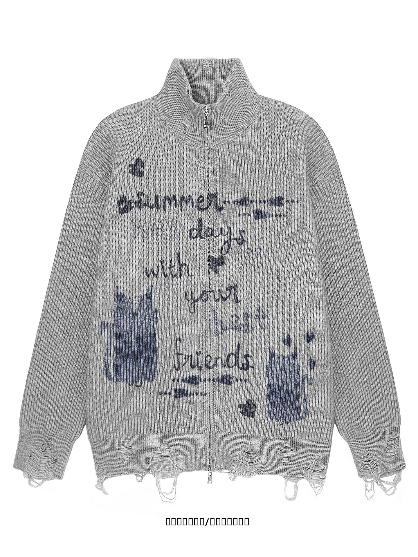 Streetwear Brand Designs - Loose Fit Brand Open Cardigan Knitted