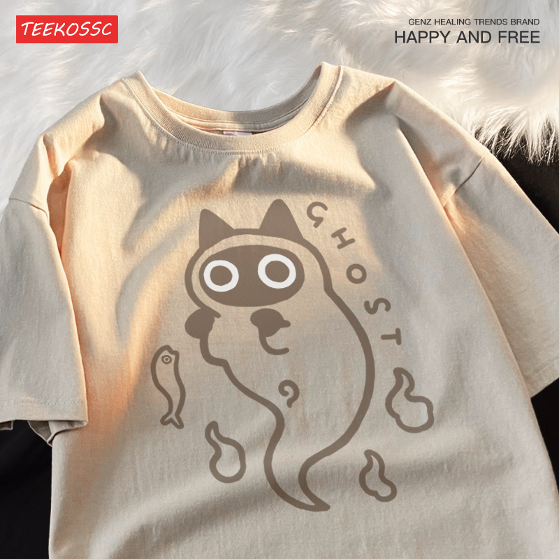 Ghost Cat Loose Short Sleeved  - Streetwear Brand Cat review and price