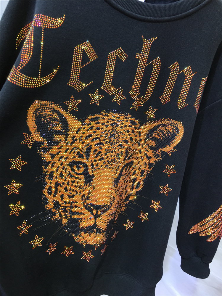 Leopard Rhinestones L-4XL Plus - Streetwear Clothing Brand review and price